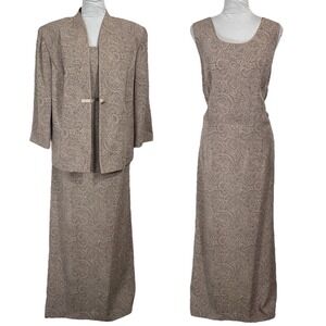 Lady Dorby 2 PC Maxi Jacket Dress Suit Set Size 18 W Fall Wedding Work Party VTG